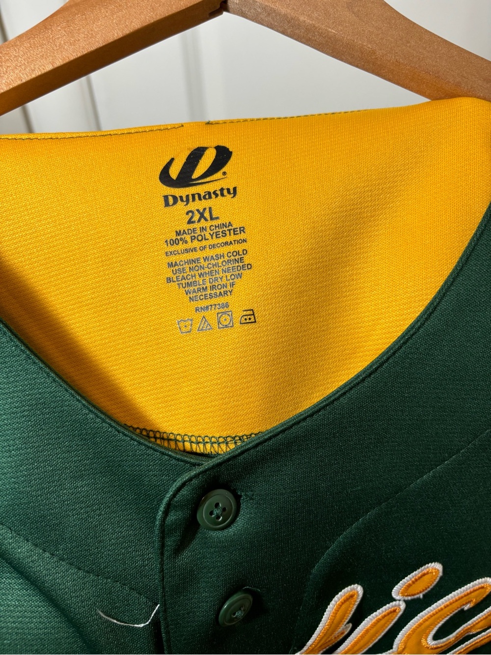 Oakland Athletics Green & Yellow Baseball Jersey #276 - Picture 7 of 7